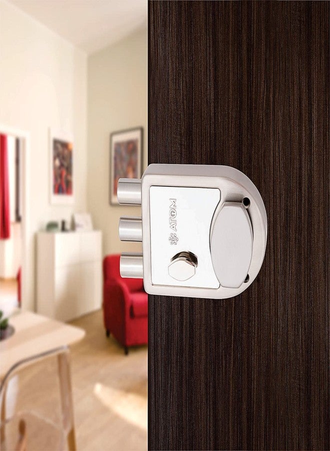 أتوم قفل باب رئيسي ثلاثي المزلاج من Atom مع 4 مفاتيح نحاسية قابلة للعكس | طلاء فضي، 12 × 9.5 × 3 سم، ML003 - Image 5